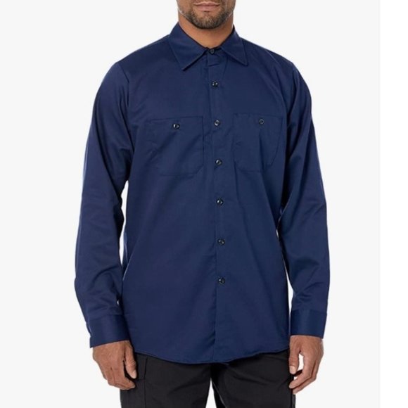 NEW Red Kap Men Wrinkle Resistant Cotton Work Shirt 5XL Button Down Long Sleeve - Picture 1 of 8